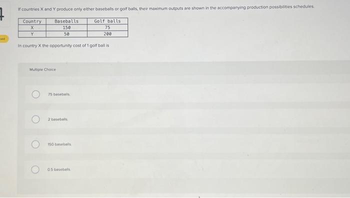 Solved If Countries X And Y Produce Only Either Baseballs Or | Chegg.com