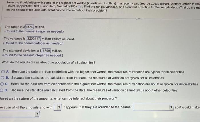 Here are 6 celebrities with some of the highest net | Chegg.com