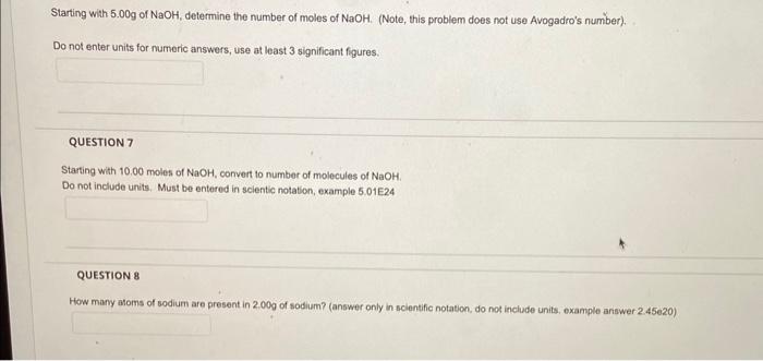 Solved Starting with 5.00 g of NaOH, determine the number of | Chegg.com