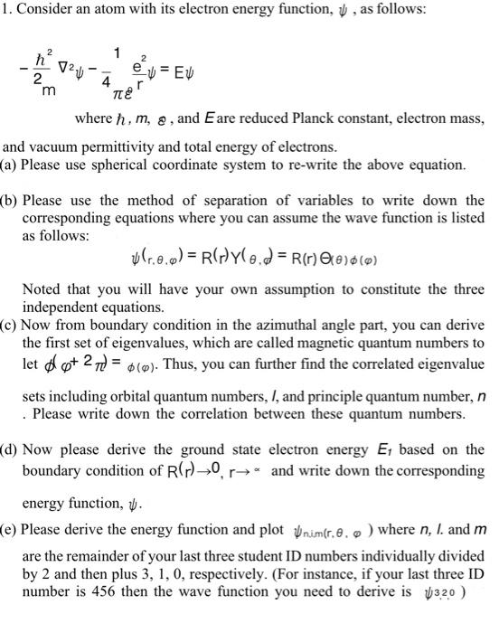 Solved 1. Consider an atom with its electron energy | Chegg.com