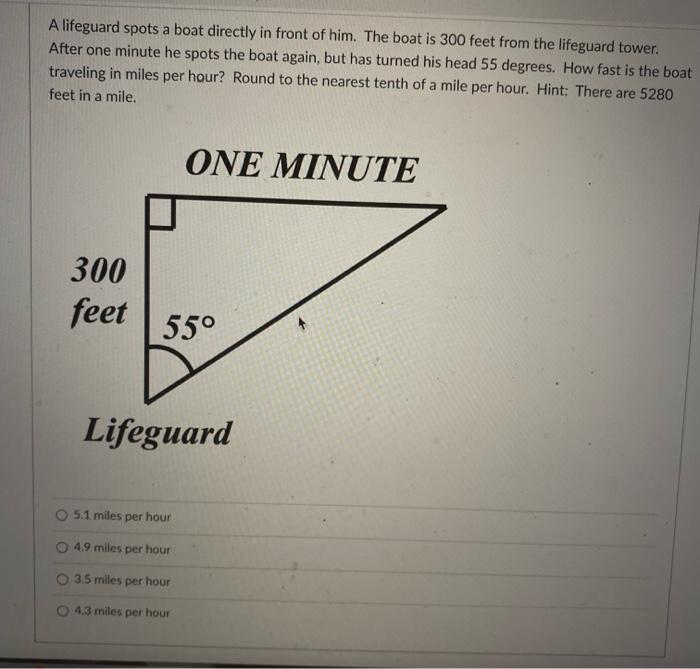 Solved A lifeguard spots a boat directly in front of him. | Chegg.com