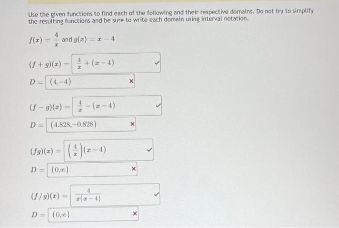 Solved Use the given functions to find each of the following | Chegg.com