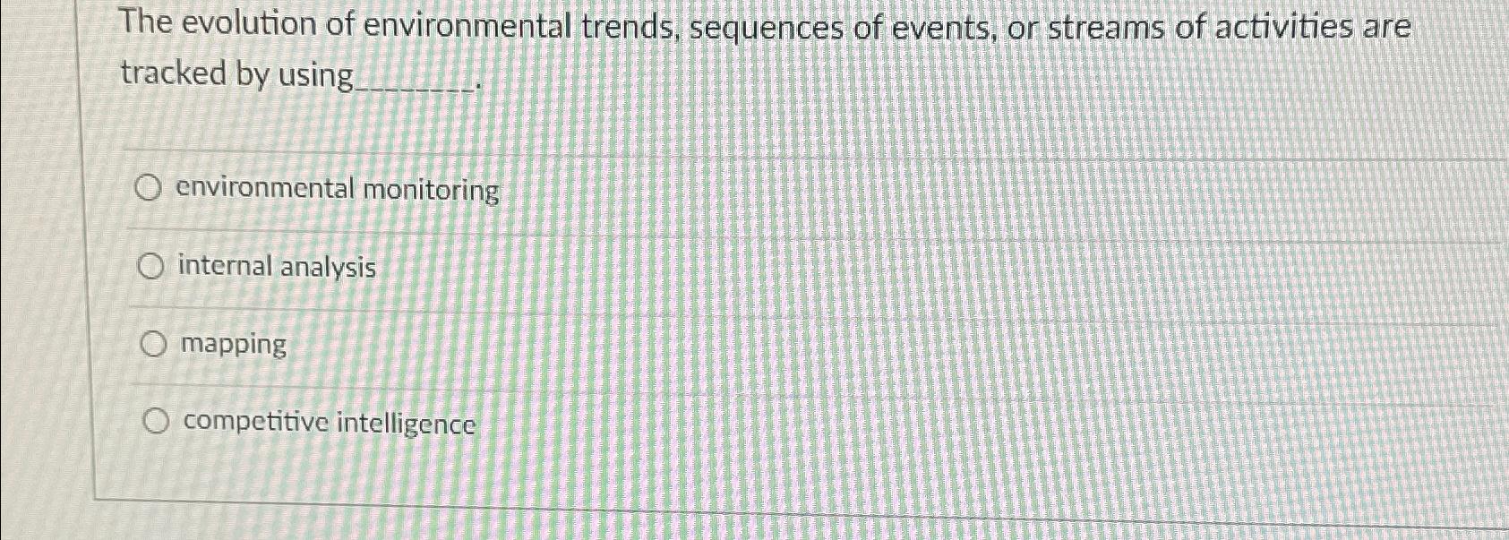 Solved The evolution of environmental trends, sequences of | Chegg.com