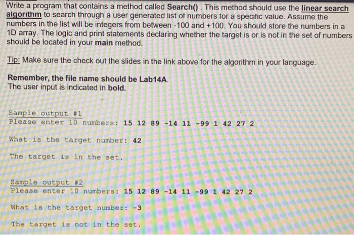 Solved Write a program that contains a method called | Chegg.com