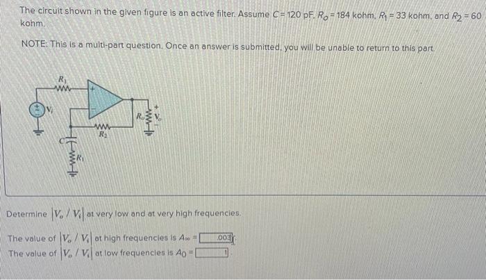 Solved The circuit shown in the given figure is an active | Chegg.com