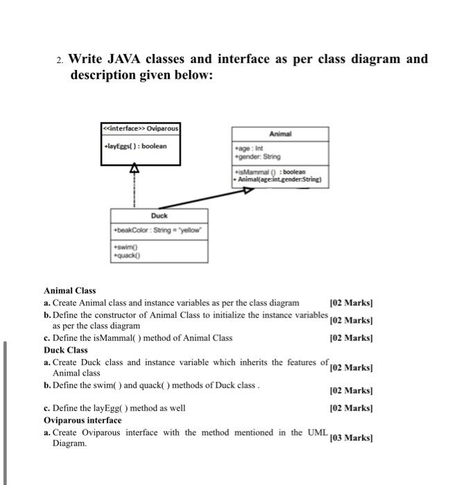 Solved 2. Write JAVA classes and interface as per class | Chegg.com