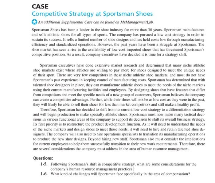 sportsman shoes case study