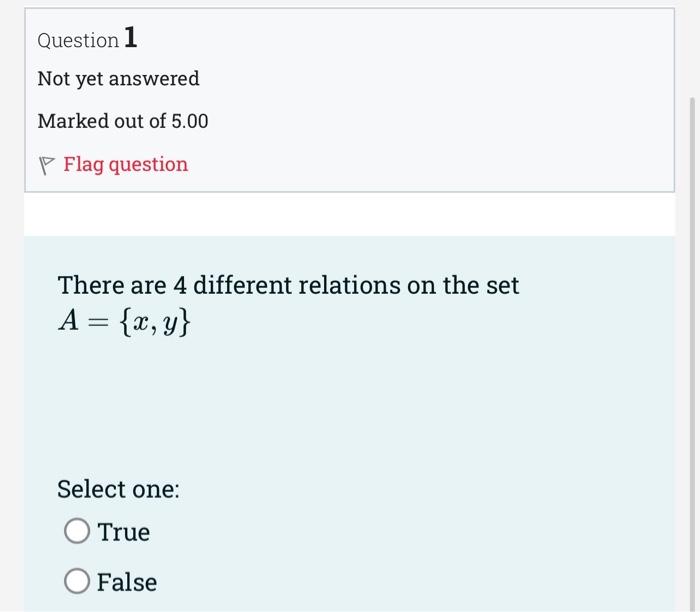 Solved Question 1 Not yet answered Marked out of 5.00 Flag | Chegg.com