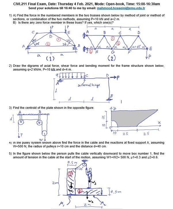 Civl211 Final Exam Date Thursday 4 Feb 21 Mo Chegg Com