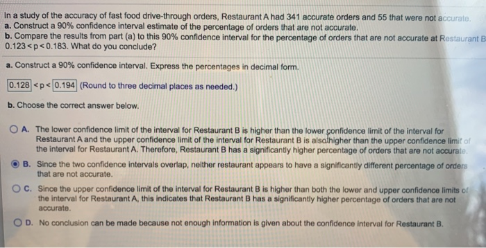 Solved In a study of fast food drive-through orders