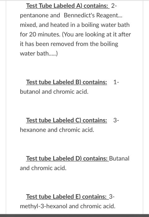 Solved 4. You Are Given Four Test Tubes, Labeled A), B), C), | Chegg.com