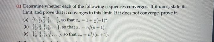 Solved (1) Determine whether each of the following sequences | Chegg.com