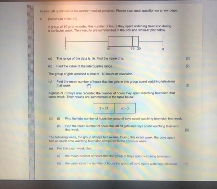 Solved Answer all questions in the answer bookdet provided. | Chegg.com