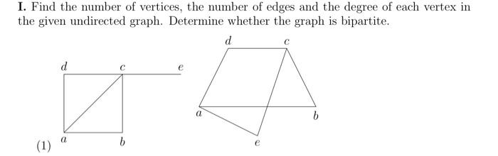 Solved I. Find the number of vertices, the number of edges | Chegg.com