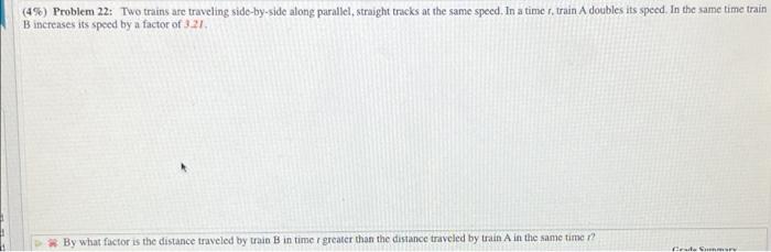 Solved (4\%) Problem 22: Two Trains Are Traveling | Chegg.com