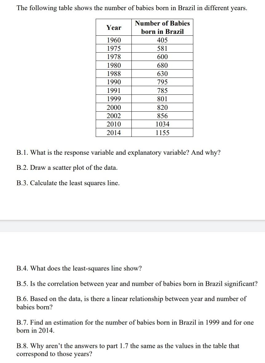 Solved Can I Get The Answers For B1, B3, B4, B5, B6, B7, B8. | Chegg.com