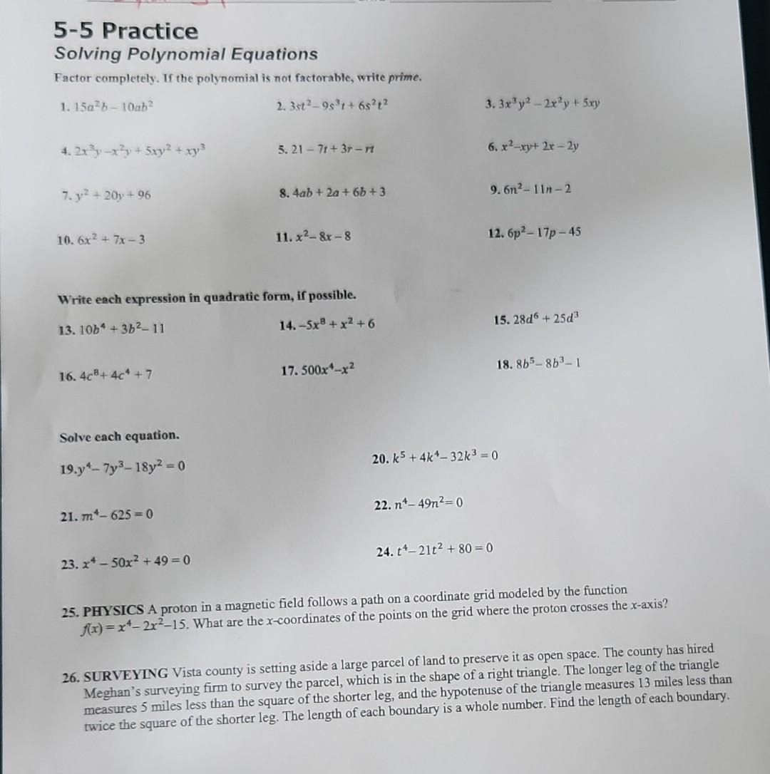Solved Solving Polynomial Equations Factor completely. If | Chegg.com