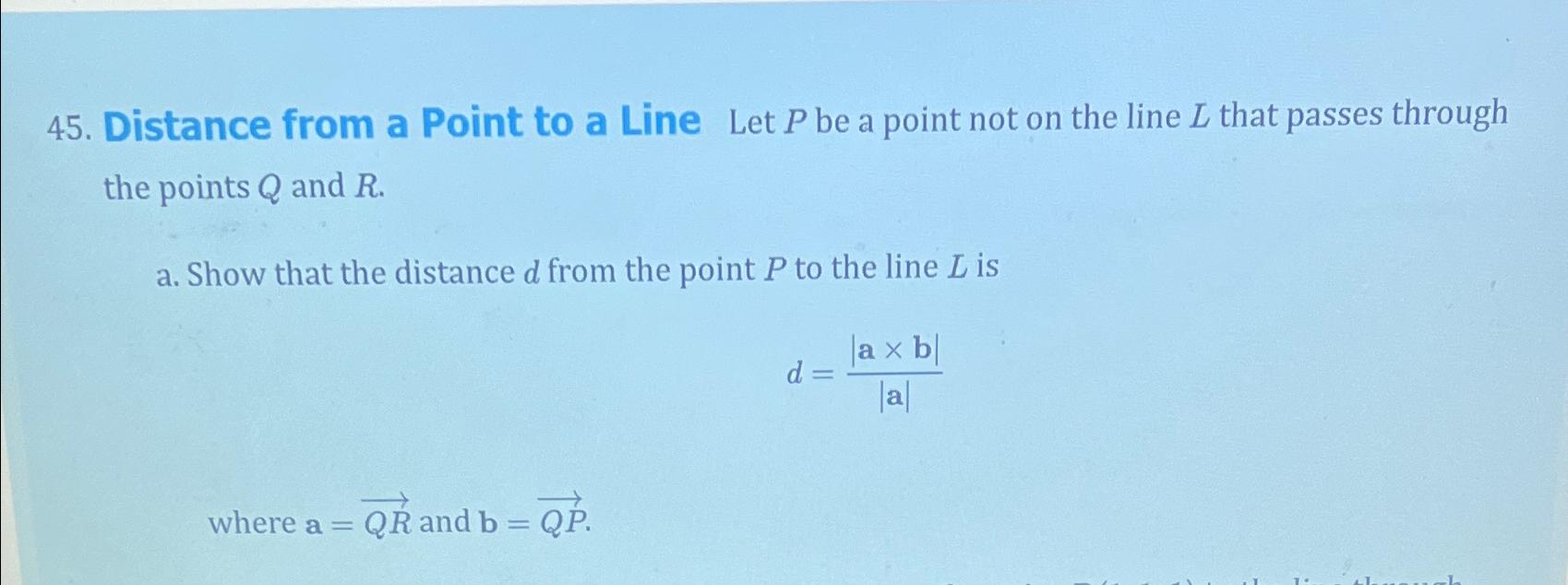 Solved Distance from a Point to a Line Let P ﻿be a point not | Chegg.com