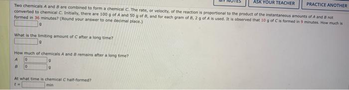 Solved Two Chemicals A And B Are Combined To Form A Chemical | Chegg.com