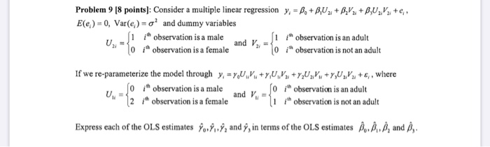 Solved Problem 9 18 points): Consider a multiple linear | Chegg.com