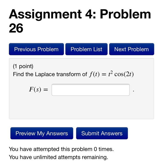 Solved Assignment 4: Problem 26 Previous Problem Problem | Chegg.com