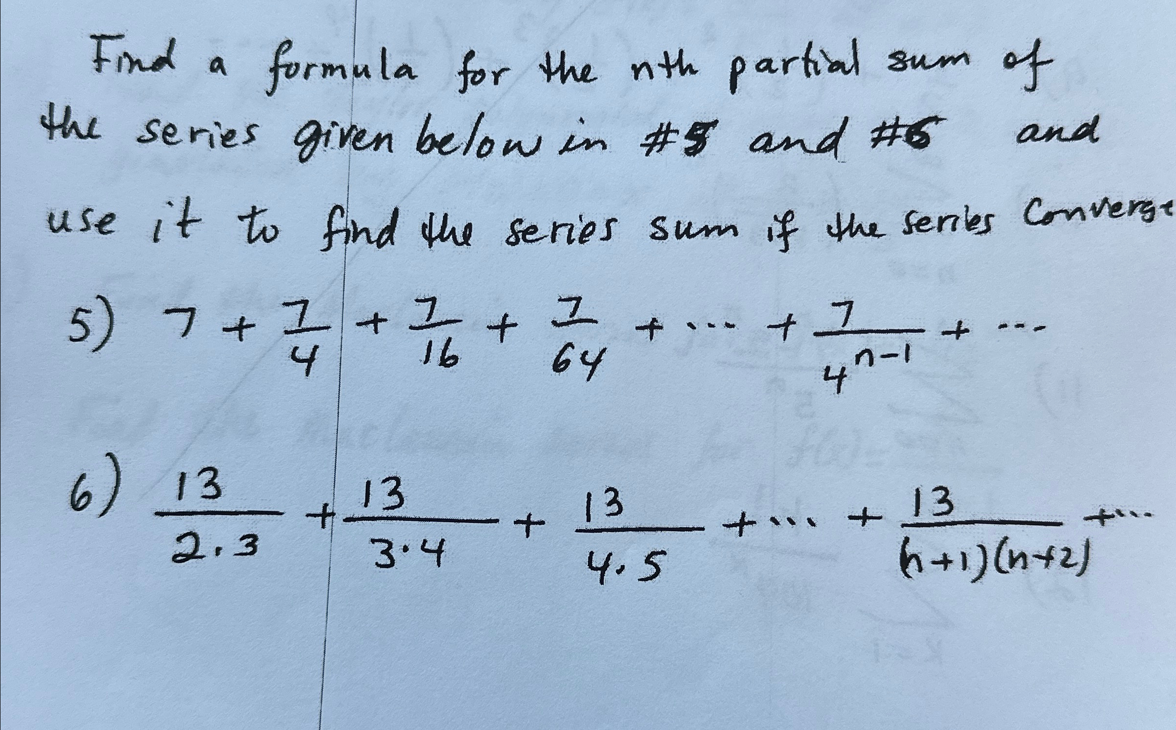 Solved Find a formula for the nth ﻿partial sum of the | Chegg.com