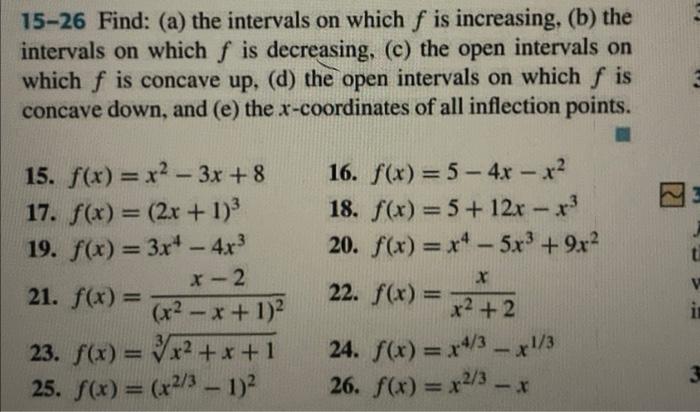 Solved 15−26 Find: (a) the intervals on which f is | Chegg.com