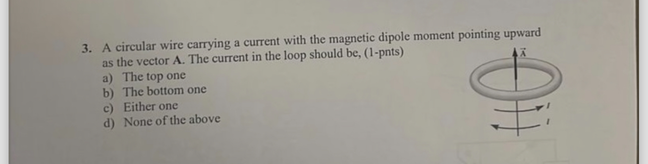 Solved A circular wire carrying a current with the magnetic | Chegg.com