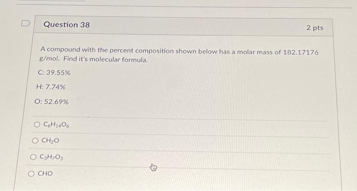 A compound with the percent composition shown below | Chegg.com