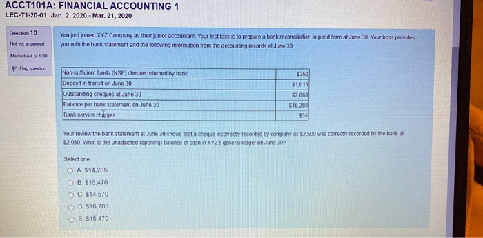 Solved ACCT101A: FINANCIAL ACCOUNTING 1 LEC-T1-20-01: Jan. | Chegg.com