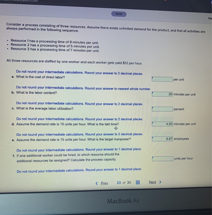 Solved Не Consider a process consisting of three resources. | Chegg.com