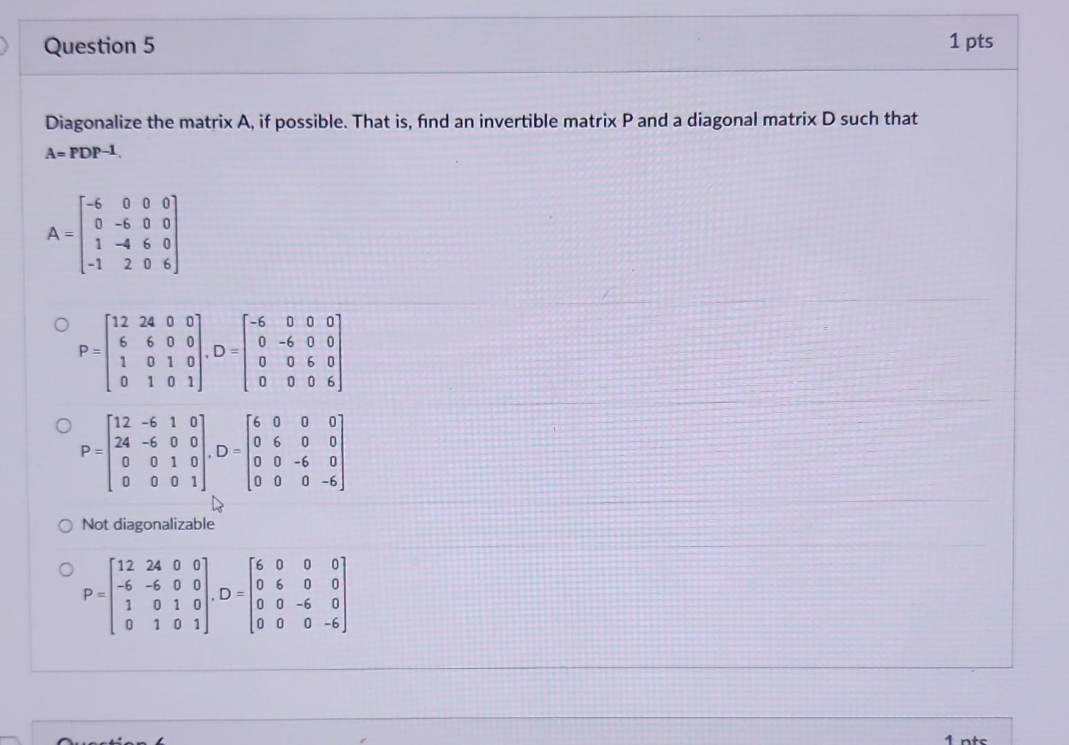 Solved Diagonalize the matrix A, if possible. That is, find | Chegg.com