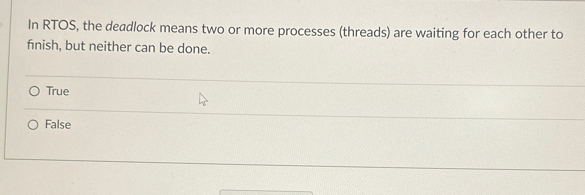 Solved In RTOS, the deadlock means two or more processes | Chegg.com