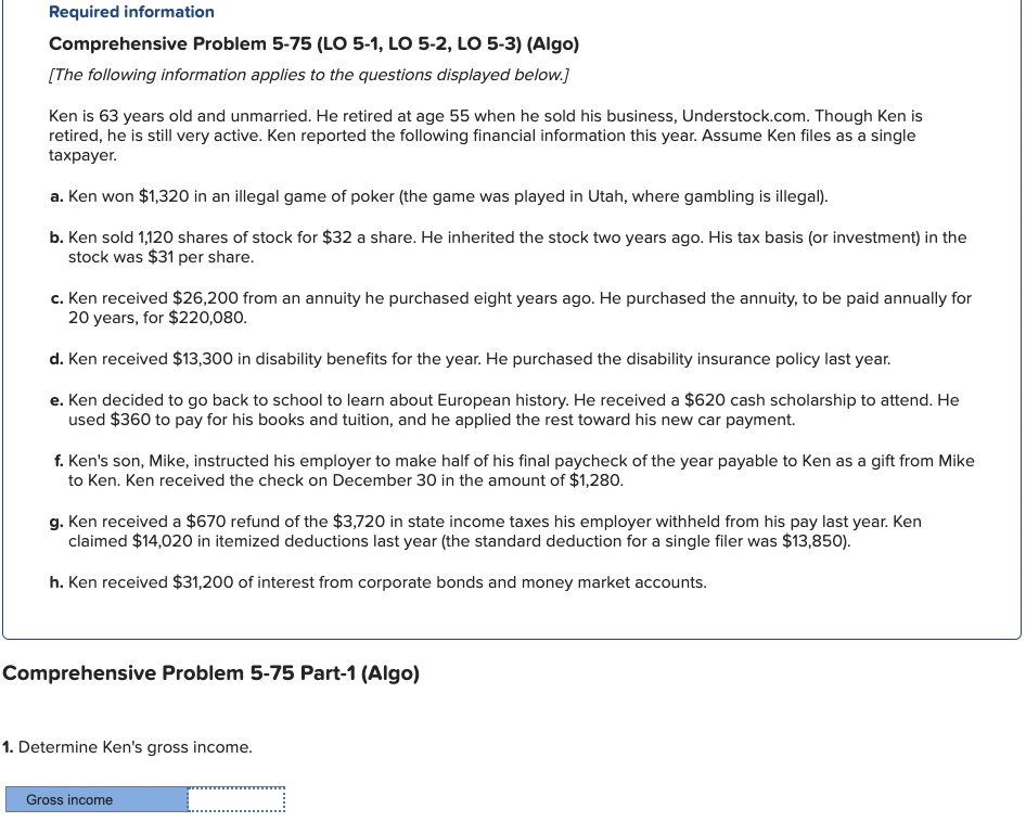 Solved Comprehensive Problem 5-75 ﻿Part-1 (Algo)1. | Chegg.com