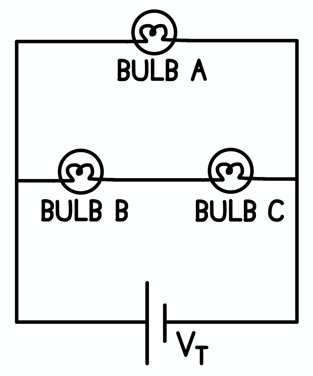 Solved In The Circuit Below The Voltage Drop Across Bulb A Chegg Com