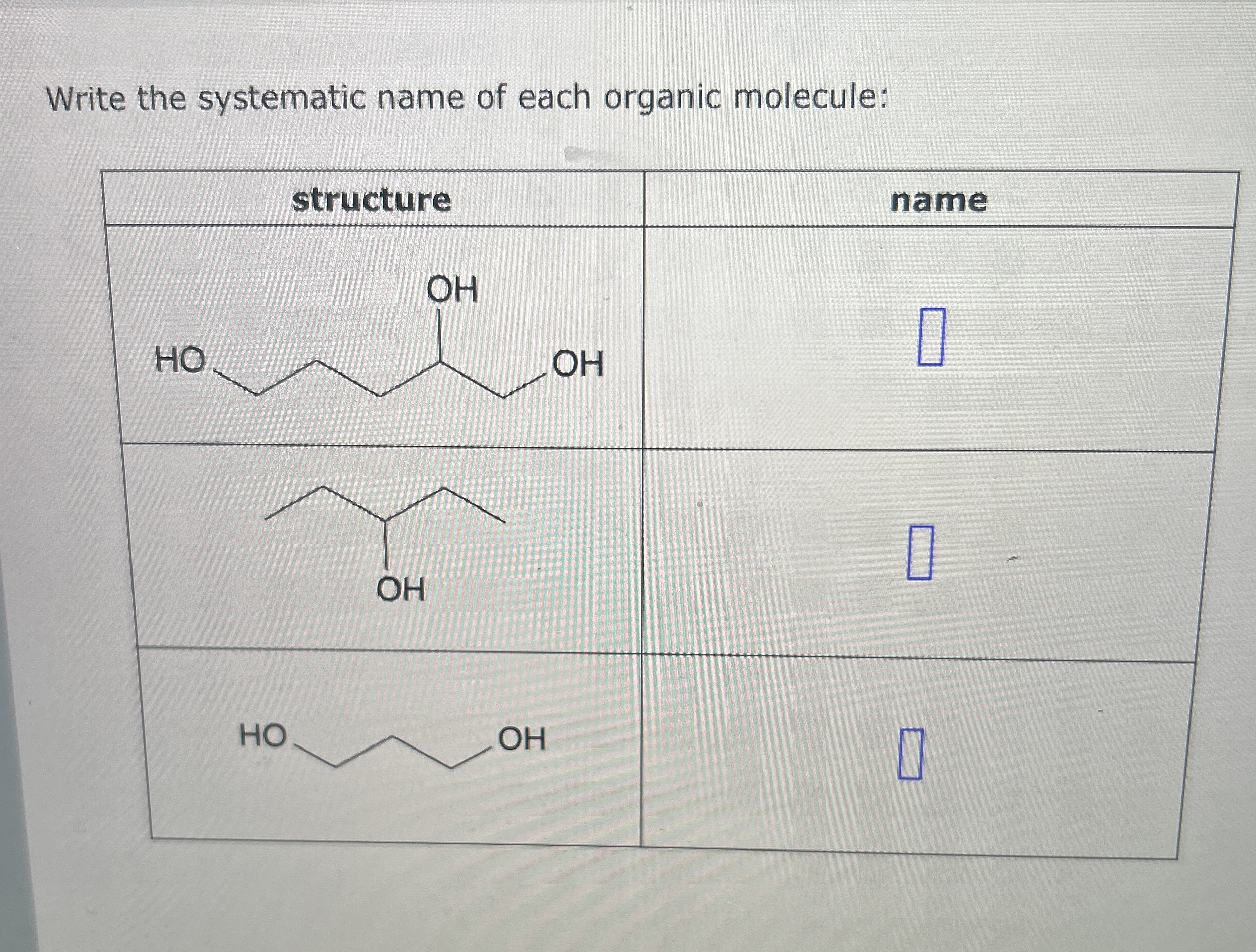 Solved Write the systematic name of each organic