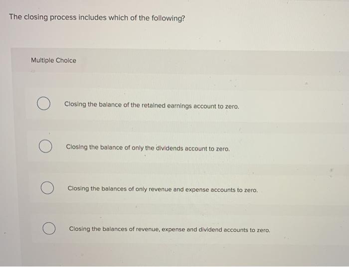 Solved The Closing Process Includes Which Of The Following? 