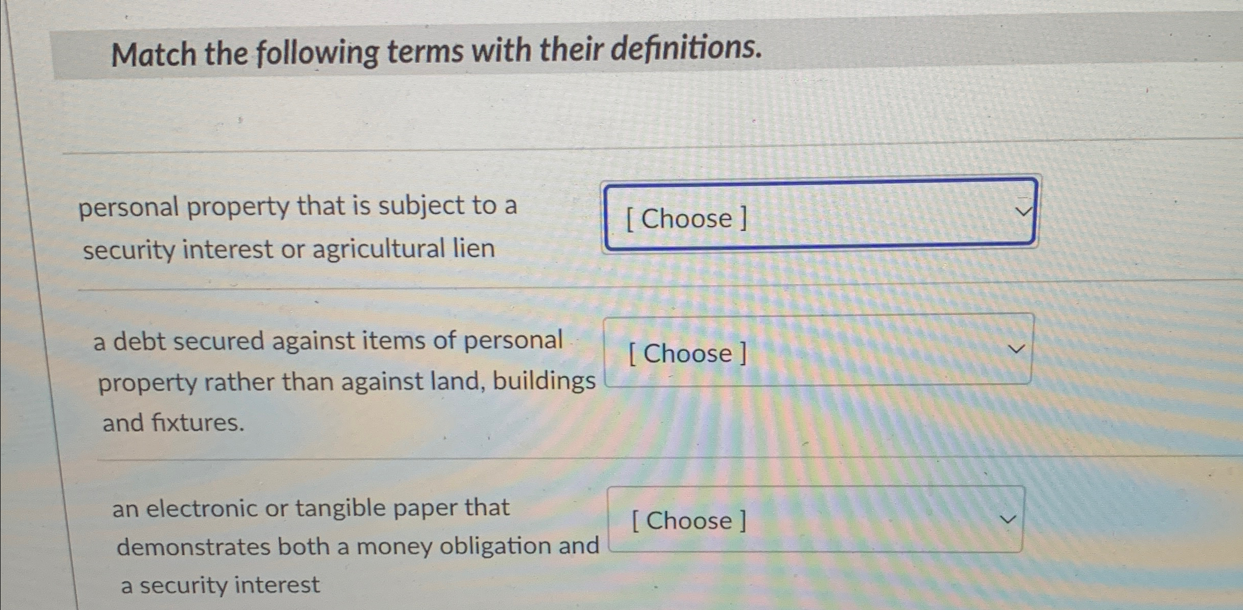 Solved Match the following terms with their | Chegg.com