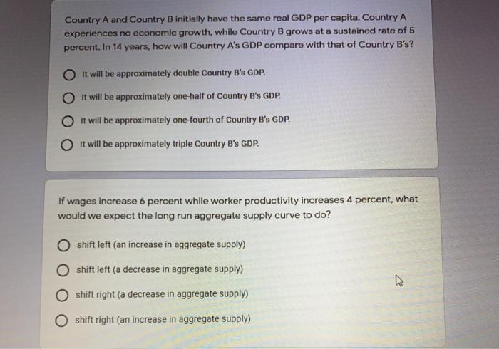 Solved Country A And Country B Initially Have The Same Real | Chegg.com