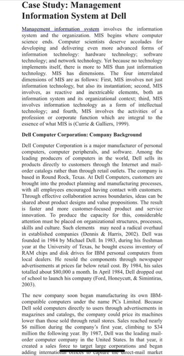 management information system case study questions and answers