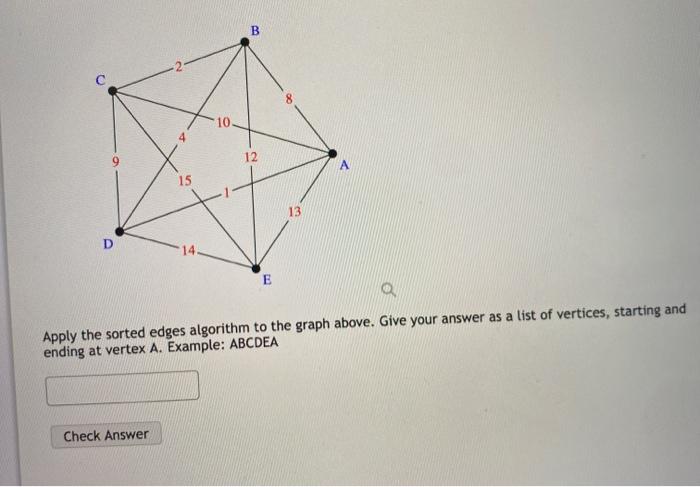 Solved B 8 10. 12 15 13 D E Apply the sorted edges algorithm | Chegg.com