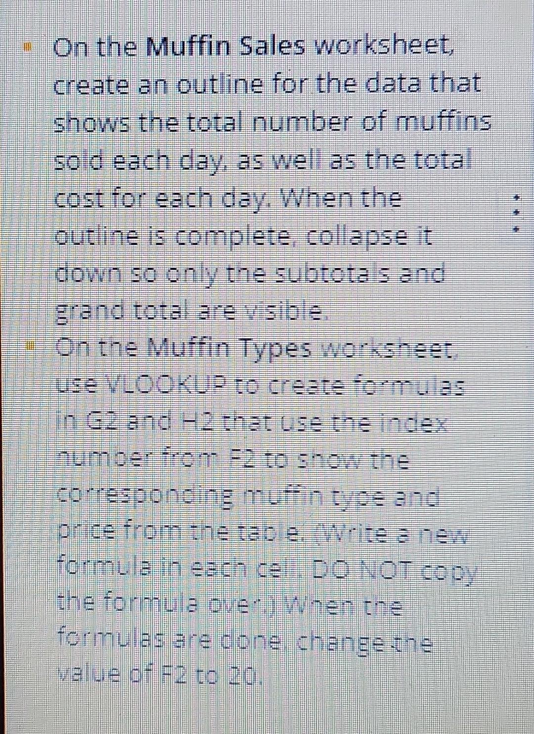 On The Muffin Sales Worksheet Create An Outline For