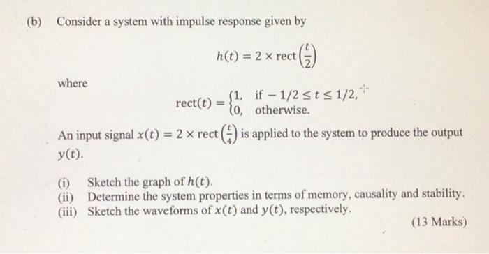 Solved B Consider A System With Impulse Response Given By