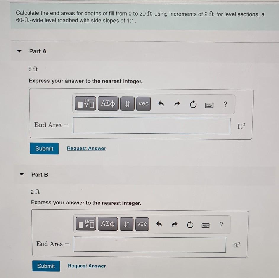 Solved Calculate The End Areas For Depths Of Fill From 0 To Chegg Com   Image