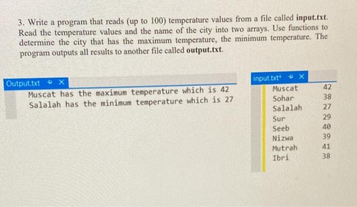 Solved 3. Write a program that reads (up to 100) temperature | Chegg.com