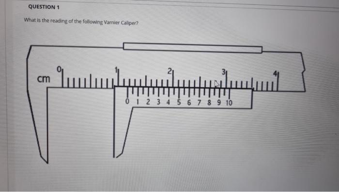 Solved What is the reading of the following Varnier Caliper? | Chegg.com