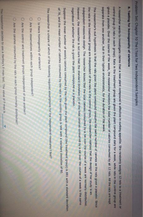 Solved Problem Set: Chapter 10 The Test for Two Independent | Chegg.com