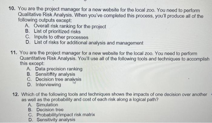 Solved 0. You are the project manager for a new website for | Chegg.com