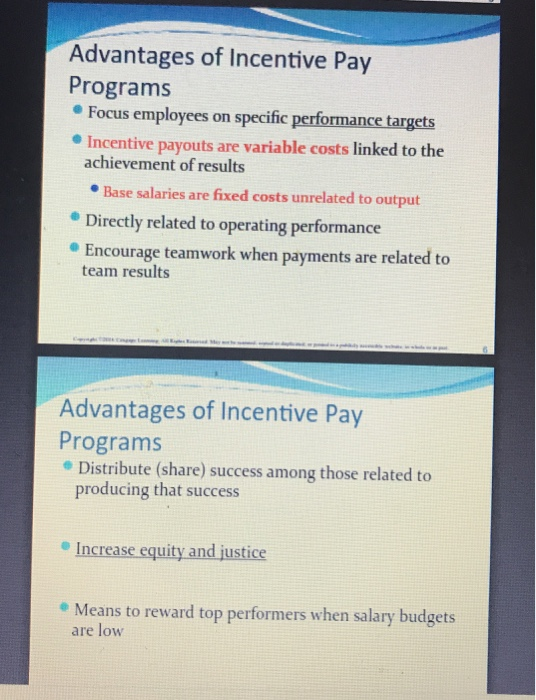 Solved Strategic Reasons for Incentive Plans • Variable pay: | Chegg.com