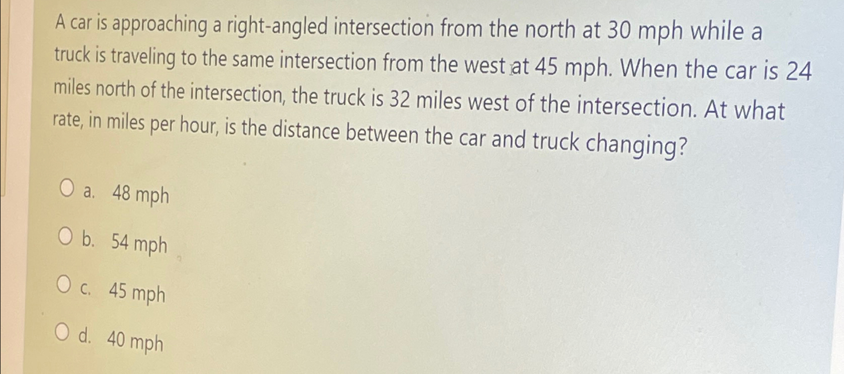 Solved A car is approaching a right-angled intersection from | Chegg.com